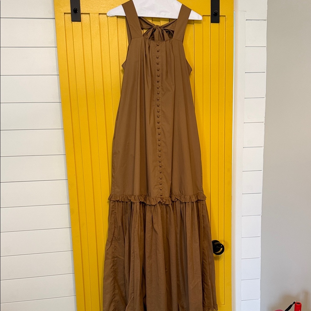Sleeveless Tie-Back Maxi Dress in Chestnut Brown